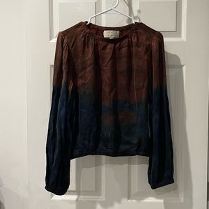 NWT Evereve cloth & stone hombre blue and brown flowy blouse